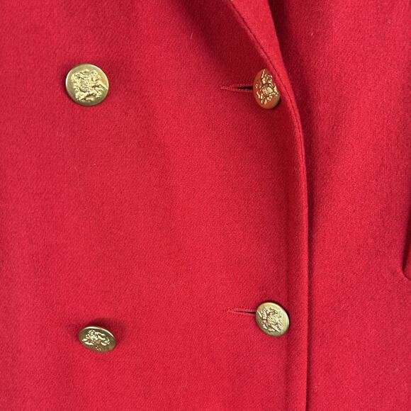 Vintage Forecaster of Boston Womens Red Wool Trench Coat Size 12 Union Made - Picture 3 of 16